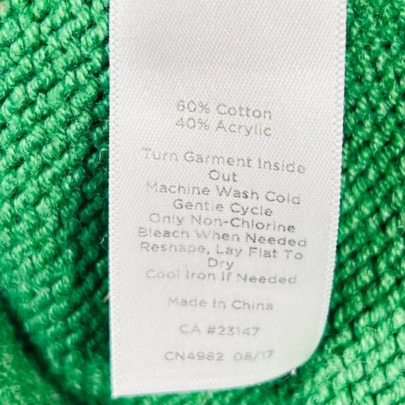 Talbots Green PomPom Sweater Size Medium Petite Colorful Holiday - Picture 7 of 7